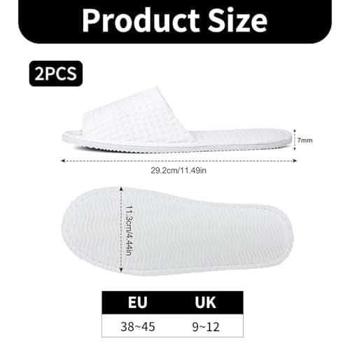 Reusable Open Toe White Anti-Slip Indoor Slippers for Hotel Bath Travel Use — view 2