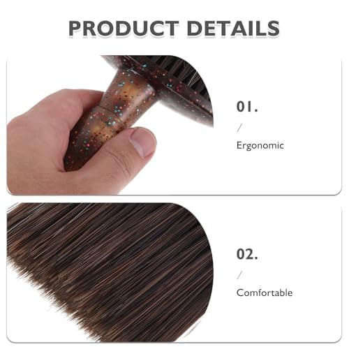 POPETPOP Men's Beard Grooming Brush with Synthetic Nylon Bristles for Beard Exfoliating and Cleaning, Portable Shaving Brush in Brown, for Outdoors Grooming and Home Use — view 3