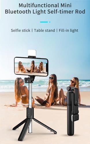 HCTian Selfie Stick Tripod,3 in 1 Extendable 360° Rotation Tripod Stand with Detachable Wireless Remote Portable Mobile Phone Holder Compatible with iPhone,Android,samsung (black) — view 2