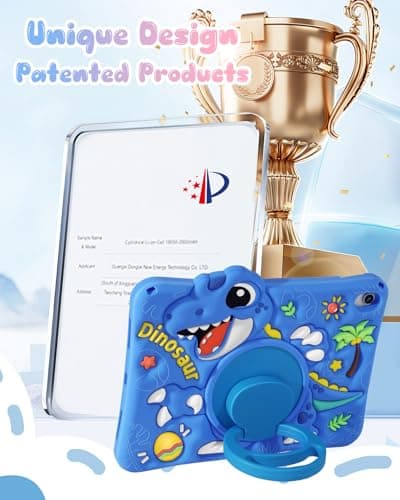 Kokaade for iPad 10th Generation Case - for iPad A16 Case 11 Inch with Shoulder Strap & Rotating Stand, Soft Silicone Cute Cartoon Blue Dinosaur for Boys Kids — view 4