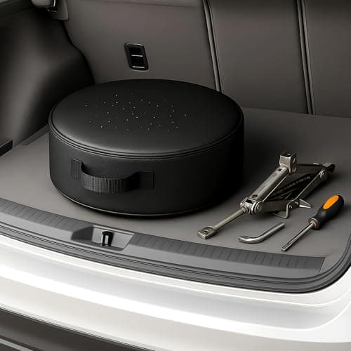 Spare Wheel Bag XXXXL 75 cm Diameter / 26 cm Width - Waterproof PU Leather Tyre Storage Cover with Zip and Carry Handle - Carpet-Grip Pads for Boot Stability - Universal Space Saver Wheel Case - Black — view 4