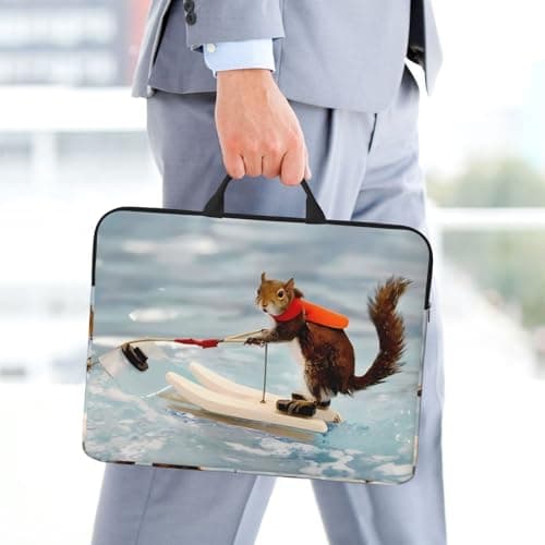 14in Laptop Case Sleeve Bag â€“ Water Skiing fox Squirrel Print Design with Handle & Zipper â€“ Ideal for Travel, Business Trip, Commuting — view 2