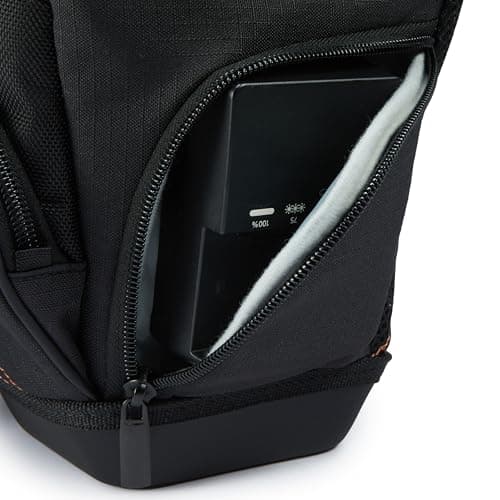 Amazon Basics Holster SLR Shoulder Bag Case for Camera Body and Lens, Detachable Strap, Waterproof, Shockproof, Padded, Solid, Accessories Pocket - Black — view 5