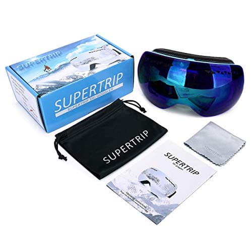 Supertrip Ski Goggles Men & Women Skiing Snowboard Goggles Over Glasses Interchangeable Lens UV400 Protection Anti-fog Snow Skate Goggles Gray Revo Ice Blue(VLT 28%) — view 6