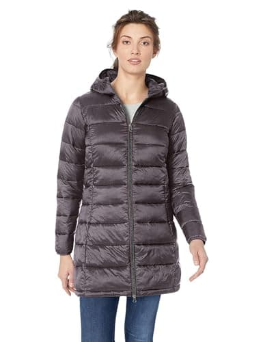 Amazon Essentials Women's Lightweight Water-Resistant Packable Hooded Puffer Jacket (Available in Plus Size), Charcoal Heather, XL