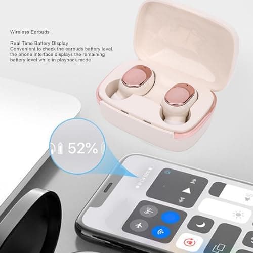 Cocoarm Bluetooth Earbuds, ABS True Wireless Earbuds Bluetooth 5.6 with Noise Reduction, Auto Pairing, 10m Range, 3H Call Time for Music Calls Travel Workout (Cream White) — view 3