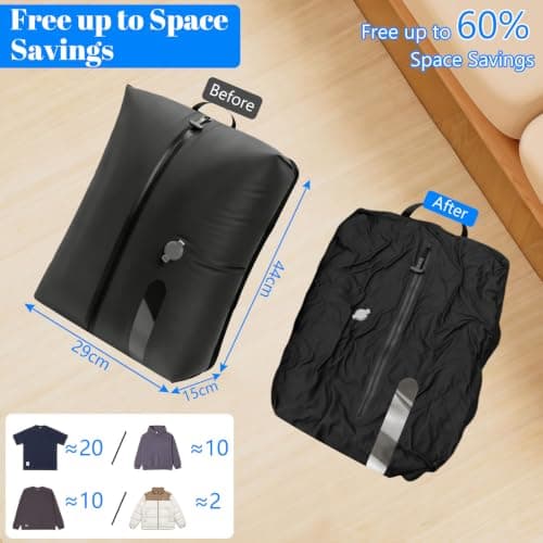 Vacuum bags for Clothes and Travel, 17L Reusable TPU Vacuum Storage Bags with Airtight Seal, IP67 Waterproof Nylon Organizer Vacuum Travel Space Saver Bags for Suitcases and Backpacks — view 2