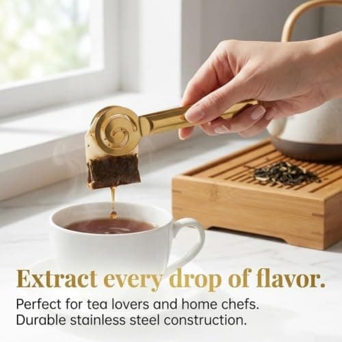 Spring Assisted Stainless Steel Tong for Tea Bag Compression and Gentle Handling of Bread Grilled Meats and Vegetables (Silver) — view 6