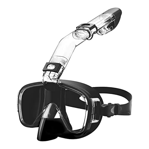 Opurtdor Adults Snorkel Mask Set - Dry Anti-fog Half Face Mask with Panoramic Wide View and Anti-Leak Swimming Goggles for Adults