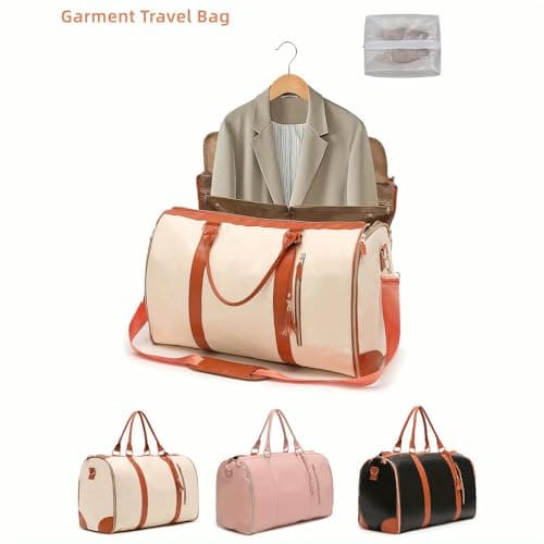 ZBDZSW Large Faux Leather Duffle Bag Set Detachable Tote Waterproof Stylish Includes Shoe Pouch Women's Travel Business Trips — view 2