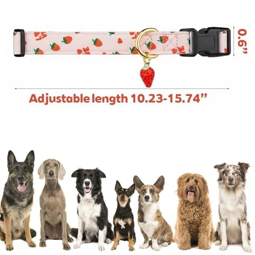Cotton Dog Collar with Quick Release, Colourful Floral Design, Comfortable, Adjustable, for Small, Medium, Large Dogs and Large Men and es (Pink, S) — view 2