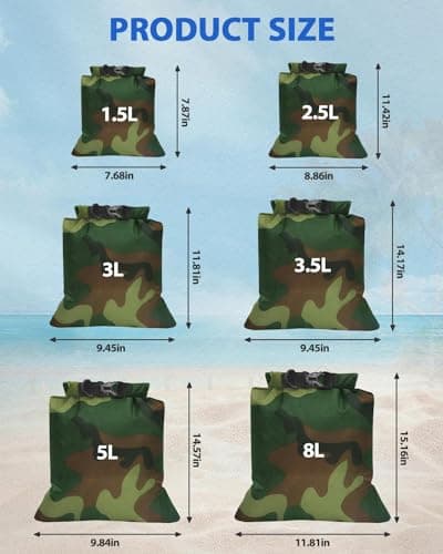 MOXTOYU Dry Bags Waterproof Set 6 Pack, Lightweight Large Capacity Dry Bags Waterproof Set in 8L 5L 3.5L 3L 2.5L 1.5L Organizer Storage Bags for Camping Outdoor Hiking Fishing Cycling Dry Sack(Black) — view 2