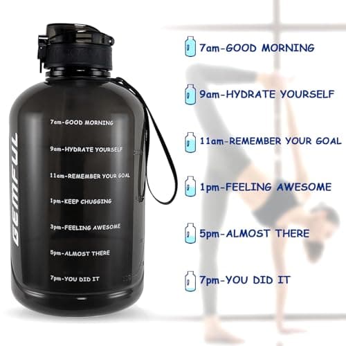 GEMFUL 3L Large Water Bottle with Straw and Time Marker — view 4