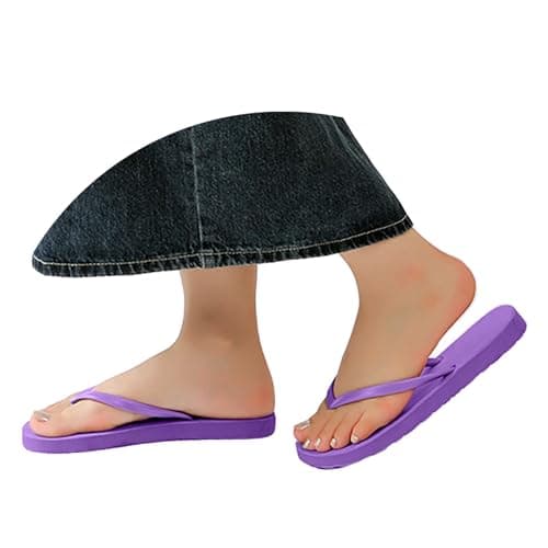 Women's Flip Flops Clearance UK Shower Flat Sandals Suitable for Summer Bathroom Beach Slippers Rubber Soft Slip On Shoes Fashion Lightweight All Day Walking Casual Sandals Size 6.5 Purple — view 4
