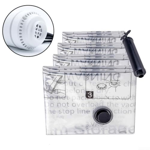 Vacuum Seal Bags Set 10 Pack Hand Pump White Multiple Sizes Space Saving — view 2