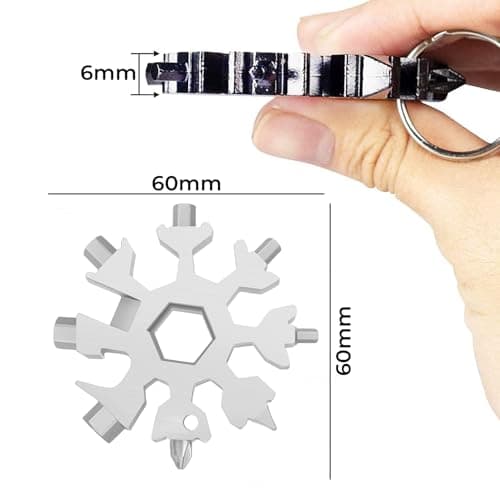 WedDecor Smart Portable 18-in-1 Snowflake Multi Tool with Screwdriver, Wrench, Bottle Opener for Outdoor Travel, Camping, Daily Tool & Keyring, Multifunctional Portable Gadget, Silver, Pack of 2 — view 2