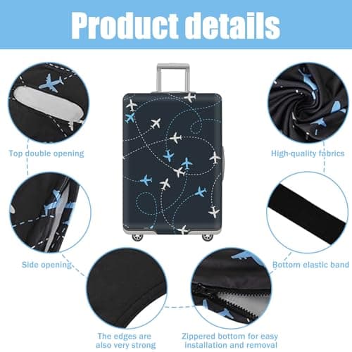 DAVBNM Luggage Cover, Travel Suitcase Covers with Zipper, Elastic Suitcase Protective Cover, Washable Dustproof Trolley Case Protector Fit 26-28 Inch (L) — view 3