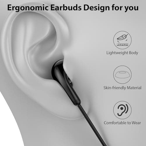 3.5mm Jack Wired Earbuds Headphones Noise Cancelling Headset with Mic Black — view 5