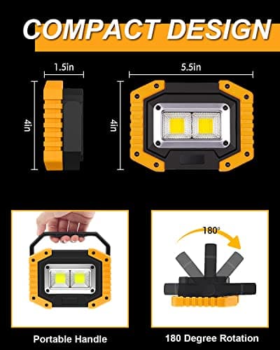 Beizkna 30W LED Work Light Rechargeable Portable COB Floodlight Waterproof — view 4