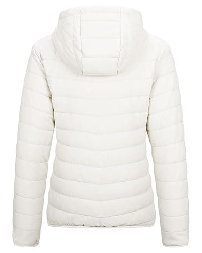 Outdoor Ventures Women's Winter Lightweight Puffer Jacket with Hood, Warm, Short, Packable, Quilted, Transitional, Padded Jacket for Ladies, Lined for Hiking, Travel Cream XS — view 6