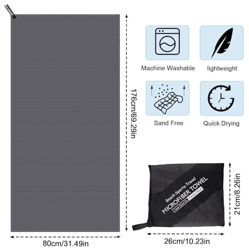 Zocipro Microfibre Beach Towel for Adults, 180x80cm with Mesh Bag — view 5
