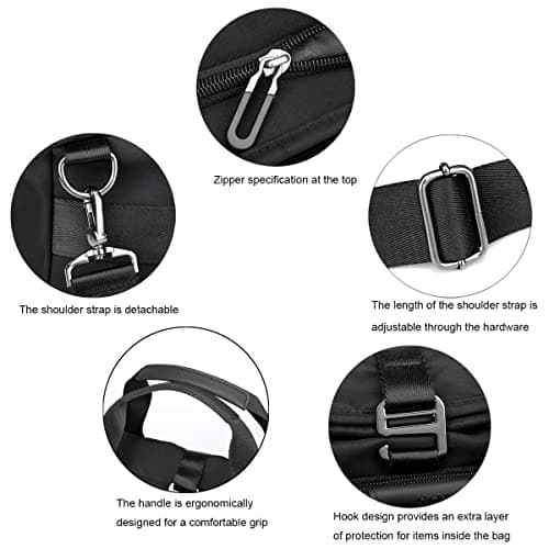 zhongningyifeng Men's Tote Bag 14-inch Laptop Shoulder Bag Nylon Waterproof Business Casual Black Messenger Bag for Work School Travel — view 6