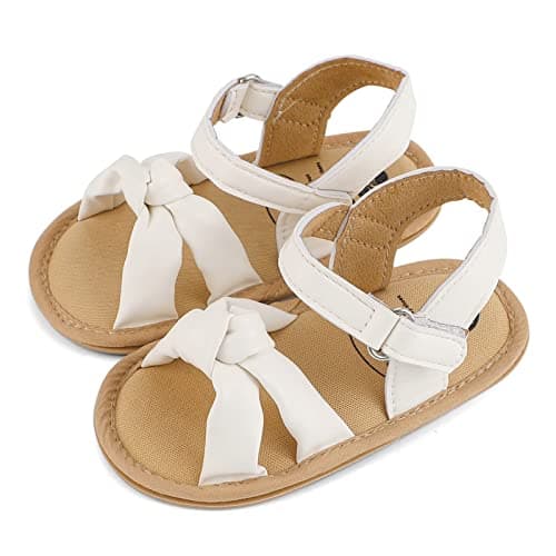 LACOFIA Baby Girls Sandals Infant Summer Shoes Anti-Slip First Walking Shoes White 3-6 Months — view 6