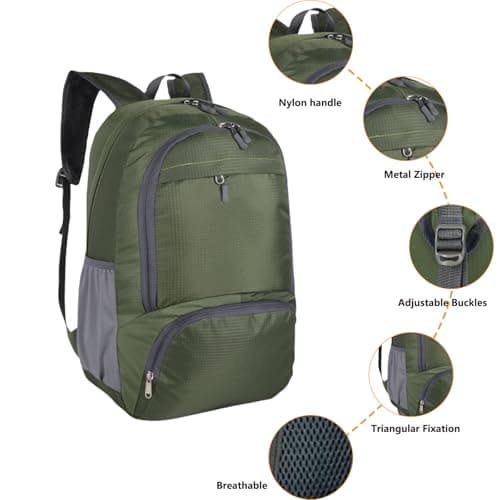 FENGZIZH Foldable Lightweight Travel Backpack, 30L Waterproof Rucksack — view 3
