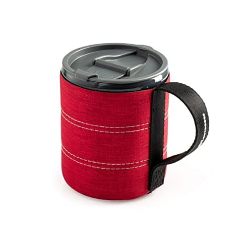 GSI Outdoors Backpacker Neoprene Mug I Infinity Lightweight BPA-Free Mug for Camping & Outdoors, 17 unces, Heathered Red