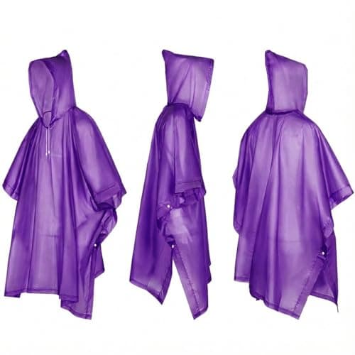 UPSEN Rain Ponchos for Adults, 2 Pcs Reusable Raincoats Coats Jackets Emergency for Women Men with Hood, Purple — view 4