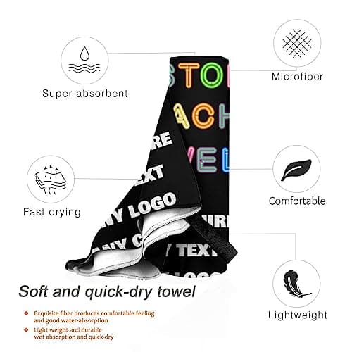 XIAYUEHUA Custom Beach Towel Personalized Beach Blanket with Image Text Logo Microfiber Beach Towels Quick Dry Towel for Travel Beach Pool Bath (Ultra-thin Model) — view 4