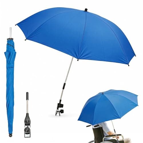SUNNYNEST Beach Chair Umbrella with Clamp, 102cm Diameter 360° Adjustable Portable Parasol, UPF50+ Waterproof Sun Shade for Beach Chair, Stroller, Wheelchair, Golf Cart & Camping (Royal Blue)