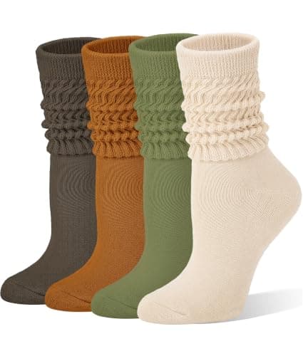 Tialfas Slouch Socks Womens Cotton Winter 4 Pairs Thick Thermal Gifts