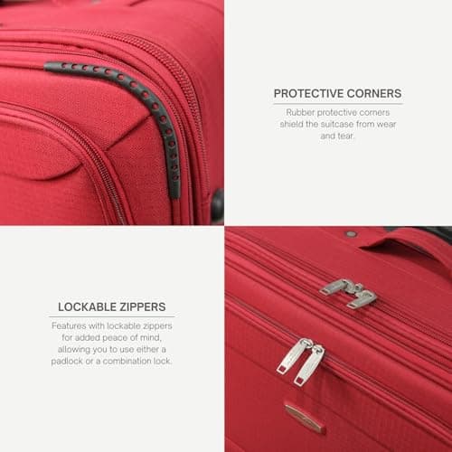 ARIANA Suitcase Medium Lightweight Luggage Trolley Expandable Suitcase 2 Wheel Travel Bag - 70x46x26cm (Red, 26" Medium) — view 5