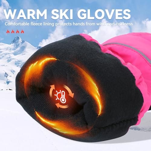 PONCEAU Kids Waterproof Gloves，kids Ski Gloves Warmest and Breathable Children Snow Gloves Boys & Girls Thermal Gloves for Skiing, Snowboarding and Winter Outdoor Sport — view 4