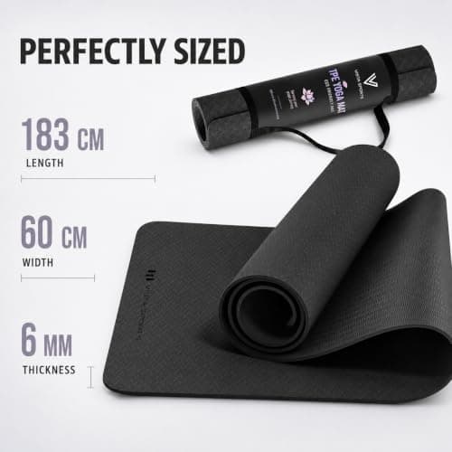 Non-Slip 6mm TPE Yoga Mat with Carry Strap for Home, Gym & Travel — view 3