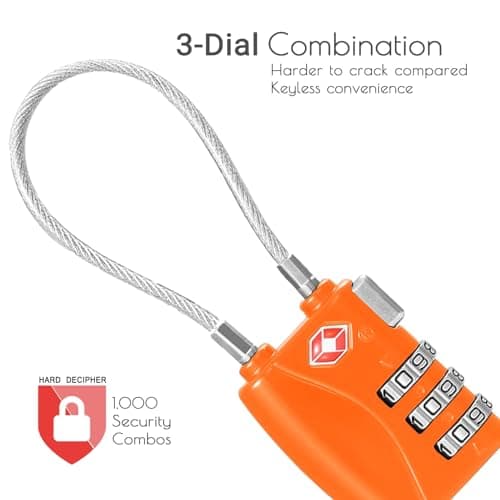 CFMOUR Suitcase Locks, 3-Dial TSA Approved Luggage Lock with Flexible Cable — view 2