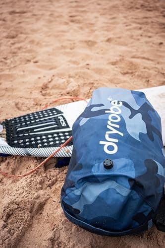 Dryrobe Travel Compression Bag - Large Compact Waterproof Bag for Travel & Sports Storage - Wet Bags for Swimming/Surfing/OCR - Stuff Sack for Wet Clothes with Roll Up Closure - 33 L (Blue/Camo) — view 5