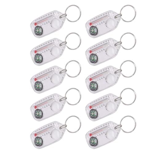 Aramox Compass Thermometer Keyring Set, 10 Pack White ABS — view 2