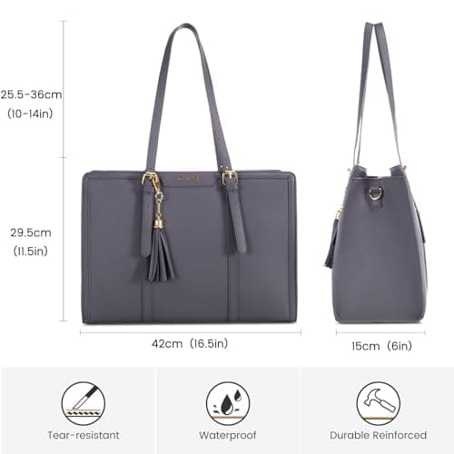 LOVEVOOK Laptop Bags for Women 15.6 inch Leather Handbags Large Tote Bag with Compartments Ladies College Teacher Work Bag Waterproof Shoulder Cross Body Bag for Office Business School Shopping — view 6