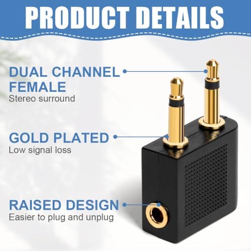 AXFEE 2PC Airplane Flight Headphone Adapters,3.5mm Airplane Flight Adapters — view 3