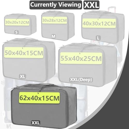 Extra Large Packing Cubes 6 PCS, 62x40x15CM Same Size Suitcase Organiser Bags, Mesh Packing Cubes for Suitcases Extra Large Set Only (Light Gray, 6 x XXL) — view 2