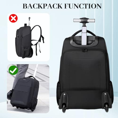 Hivexagon 32L Rolling Backpack,Wheeled Backpack Comfort Casual Durable and Effortlessly to Carry Laptop Books and Documents, Hidden Shoulder Straps for Business Travel — view 5