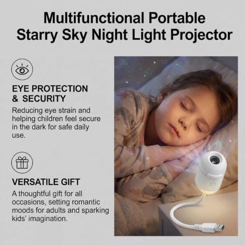Ocean and Galaxy Projector, Plug and Play HD Star Projector, Holographic Night Light Projectors, 360 Rotating USB Powered Ceiling Light for Bedroom Decor (with 24 Films) — view 4