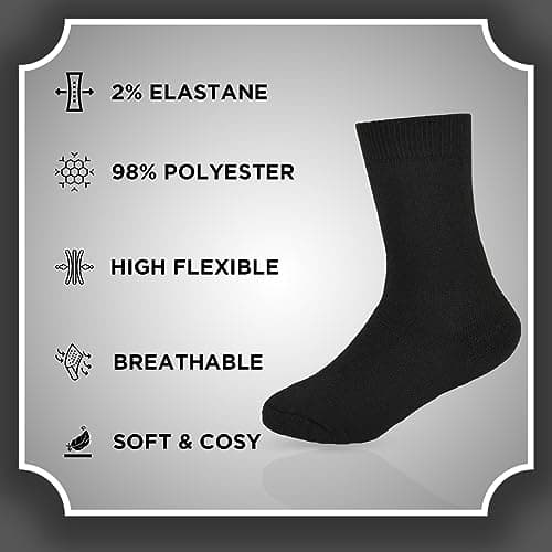 Heatwave Pack Of 6 Kids Thermal Socks Boys Girls Winter Boot Warm Sock Walking Thick Heavy Boot Cosy Hiking Gift, Black 4-6 (10-13 Years) — view 2