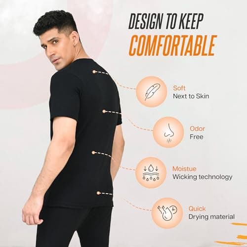 Thread Linens 3 Pack Mens Thermal T Shirt, Body Warmer Base Layer Underwear Top for Men Size S-XXL (Blue, M) — view 2