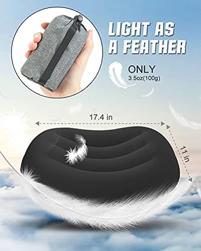 YUANYU Ultralight Camping Pillow, Compressible, Compact, Comfortable, Ergonomic Inflatable with Storage Bag, for Neck & Lumbar Support for Hiking, Camping, Traveling, Black Small Pillow, 44*28*11cm — view 5