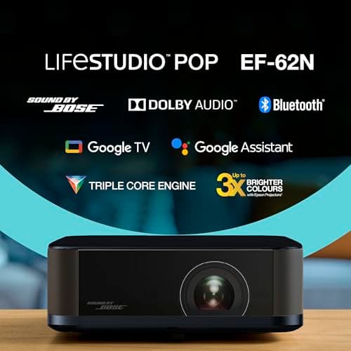 Epson Lifestudio Pop Plus EF-62N Metallic Navy, Portable Smart Projector, Sound by Bose, Google TV, 4K Pro UHD, Indoor/Outdoor Use, 5-year warranty* — view 4
