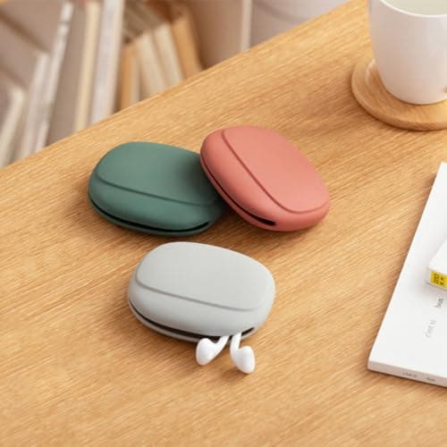 TOKIDNY 3pcs Silicone Earphone Cable Organizer Bag Small Travel Accessories Case Sundries Storage Pouch Portable Carrying Case for Headphones in Quiet Grey, Bamboo Green and Coral Red — view 2