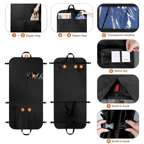KEEGH Garment Bag for Travel 54 inch Trifold Suit Bag for Storage, Black — view 4